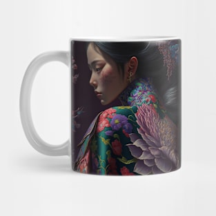 Geisha in floral kimono Mug